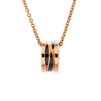 Bvlgari B.Zero1 Design Legend Zaha Hadid Pendant Necklace 18K Rose Gold with Ceramic