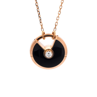 Cartier Amulette de Cartier Pendant Necklace 18K Rose Gold with Onyx and Diamond Small