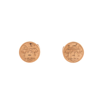 Hermes Ex-Libris Stud Earrings 18K Rose Gold XS