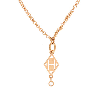 Hermes Gambade H Pendant Necklace 18K Rose Gold with Diamond