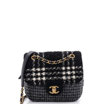 Chanel CC Square Zip Flap Bag Quilted Tweed Mini