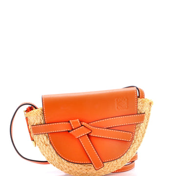 Loewe Gate Leather Shoulder Leather with Raffia Mini