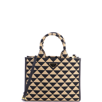 Prada Symbole Shopper Tote Jacquard Small