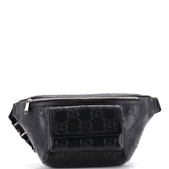 Gucci Front Pocket Belt Bag GG Embossed Perforated Leather