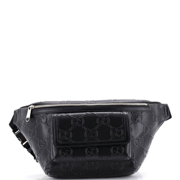 Gucci Front Pocket Belt Bag GG Embossed Perforated Leather