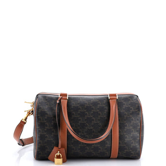 Celine Boston Bag Triomphe Coated Canvas Large