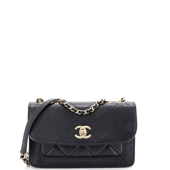 Chanel CC Front Pocket Flap Bag Stitched Calfskin Small
