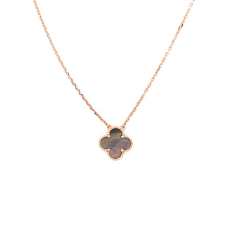 Van Cleef & Arpels Vintage Alhambra Pendant Necklace 18K Rose Gold and Grey Mother of Pearl