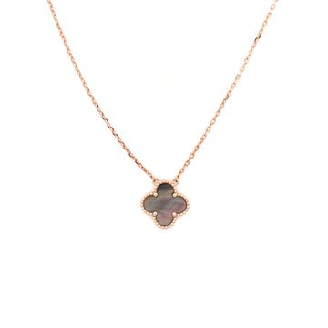 Van Cleef & Arpels Vintage Alhambra Pendant Necklace 18K Rose Gold and Grey Mother of Pearl