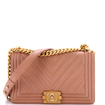 Chanel Boy Flap Bag Chevron Calfskin Old Medium