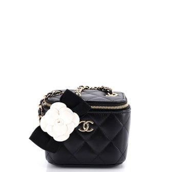 Chanel Camellia Bow Vanity Case with Chain Quilted Lambskin Mini