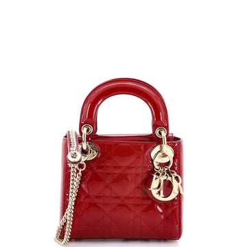 Christian Dior Lady Dior Chain Bag Cannage Quilt Patent Mini