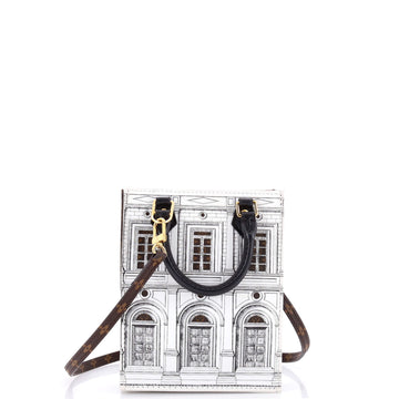 Louis Vuitton Petit Sac Plat Bag Limited Edition Fornasetti Architettura Print Leather and Monogram Canvas