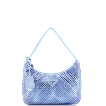 Prada Re-Edition 2000 Hobo Crystal Embellished Satin Mini
