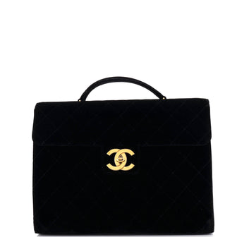 Chanel Vintage Briefcase Quilted Velvet Large