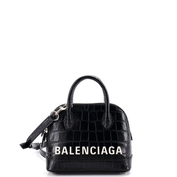 Balenciaga Logo Ville Bag Crocodile Embossed Leather XXS