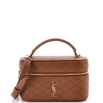 Saint Laurent Gaby Zip Around Vanity Bag Quilted Leather Mini