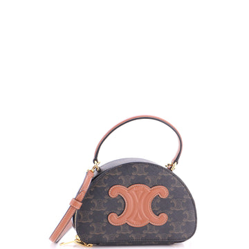 Celine Half Moon Case Triomphe Coated Canvas with Leather