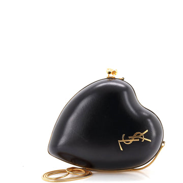 Saint Laurent Love Heart Chain Box Clutch Leather Small
