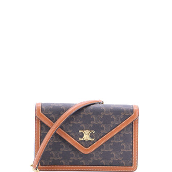 Celine Triomphe Envelope Flap Wallet on Chain Triomphe Coated Canvas