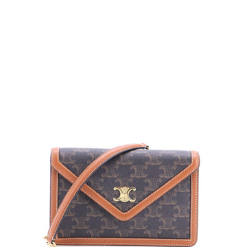 Celine Triomphe Envelope Flap Wallet on Chain Triomphe Coated Canvas