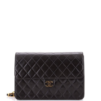 Chanel Vintage Clutch with Chain Quilted Leather Medium