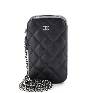 Chanel Zip Around Phone Case with Chain Quilted Caviar