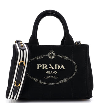 Prada Canapa Convertible Shopping Tote Canvas Small