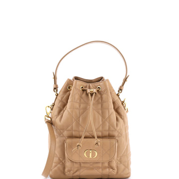 Christian Dior Caro Bucket Bag Quilted Leather Small