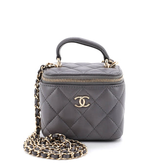 Chanel Classic Top Handle Vanity Case with Chain Quilted Lambskin Mini