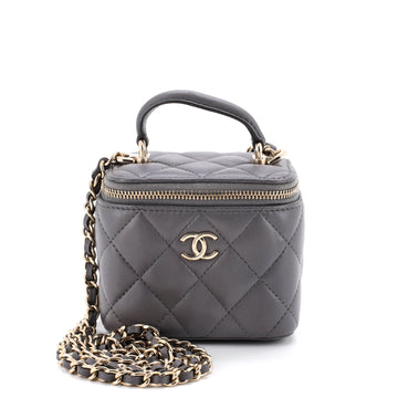 Chanel Classic Top Handle Vanity Case with Chain Quilted Lambskin Mini