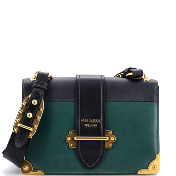 Prada Cahier Crossbody Bag Leather and Saffiano Leather Large