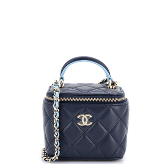 Chanel Classic Top Handle Vanity Case with Chain Quilted Lambskin Mini
