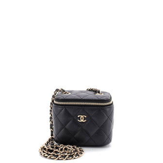 Chanel Classic Vanity Case with Chain Quilted Caviar Mini