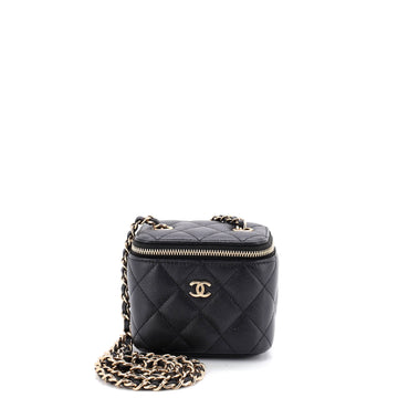 Chanel Classic Vanity Case with Chain Quilted Caviar Mini