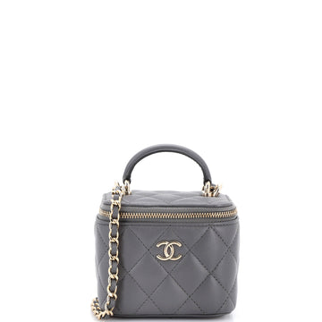 Chanel Classic Top Handle Vanity Case with Chain Quilted Lambskin Mini