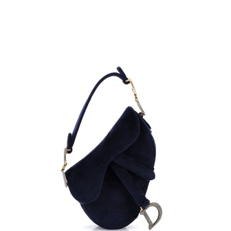 Christian Dior Saddle Handbag Velvet with Crystals Mini