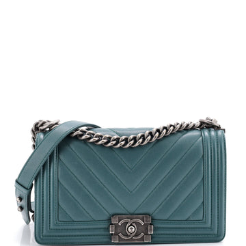 Chanel Boy Flap Bag Chevron Caviar Old Medium