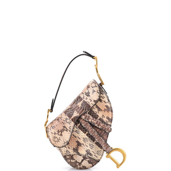 Christian Dior Saddle Handbag Python Mini