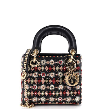 Christian Dior Lady Dior Chain Bag Embroidered Calfskin Mini