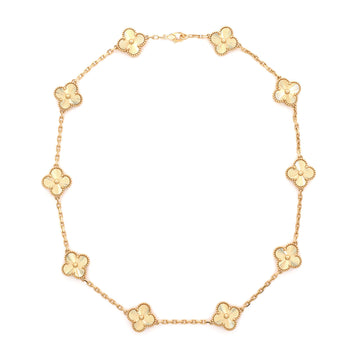 Van Cleef & Arpels Vintage Alhambra 10 Motifs Necklace Guilloche 18K Yellow Gold