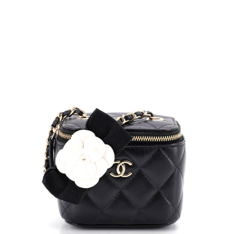 Chanel Camellia Bow Vanity Case with Chain Quilted Lambskin Mini