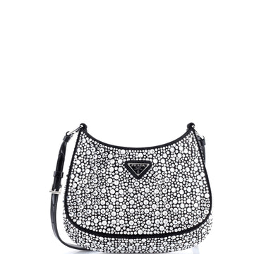 Prada Cleo Shoulder Bag Crystal Embellished Satin Small