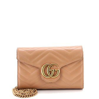 Gucci GG Marmont Chain Wallet Matelasse Leather Mini