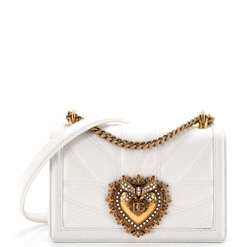 Dolce & Gabbana Devotion Full Flap Shoulder Bag Quilted Leather Small