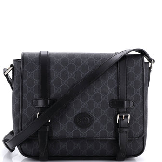 Gucci Interlocking G Patch Messenger Bag GG Coated Canvas with Leather Medium