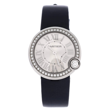 Cartier Ballon Blanc de Cartier Quartz Watch Stainless Steel and Satin with Diamond Bezel 30