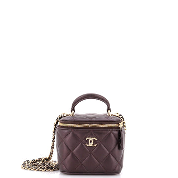 Chanel Classic Top Handle Vanity Case with Chain Quilted Lambskin Mini