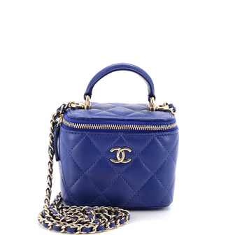 Chanel Classic Top Handle Vanity Case with Chain Quilted Lambskin Mini