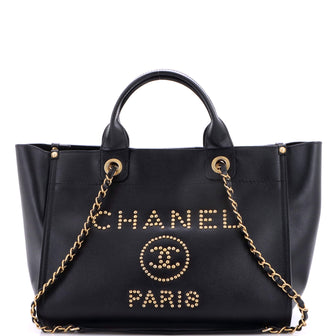 Chanel Deauville Tote Studded Caviar Small